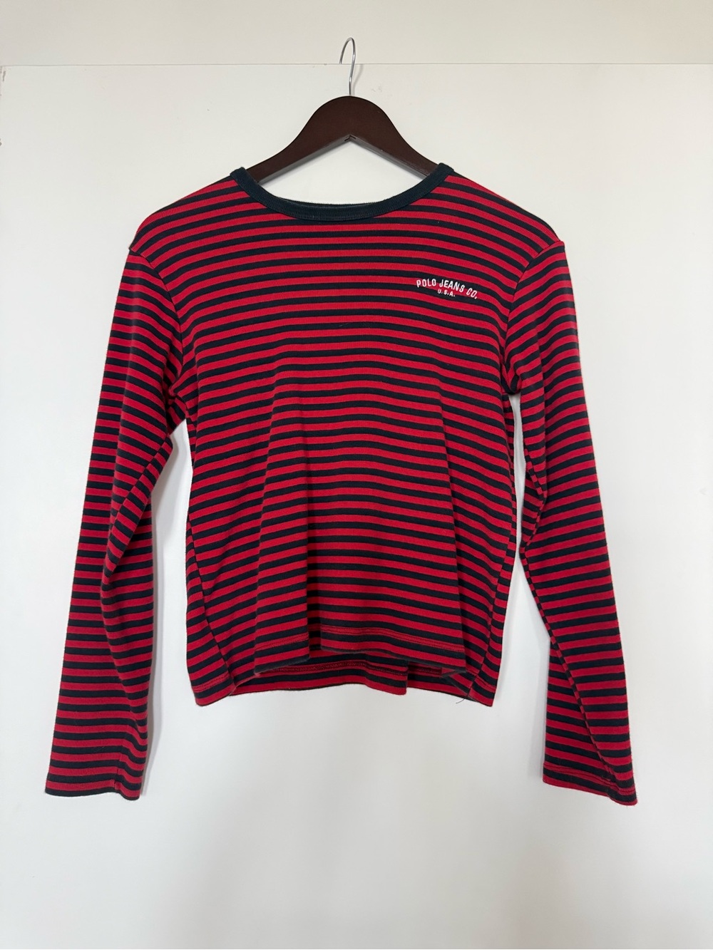 Polo Jeans Co. Ralph Lauren Striped Long Sleeve Tee - Red & Navy